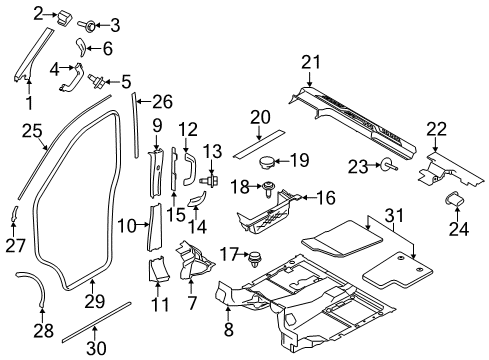 2017 Ford Transit-150 Interior Trim - Pillars, Rocker & Floor Diagram