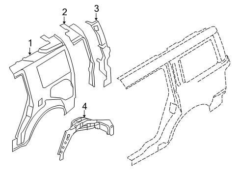 2010 Ford Flex Inner Structure - Quarter Panel Diagram