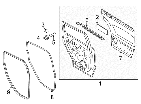 2016 Ford Escape Rear Door, Body Diagram