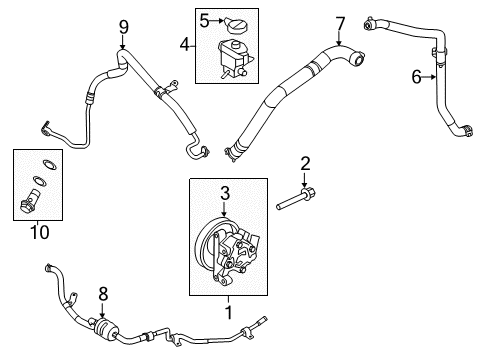 2012 Lincoln MKX P/S Pump & Hoses, Steering Gear & Linkage Diagram