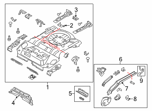 2016 Ford Escape Rear Body - Floor & Rails Diagram