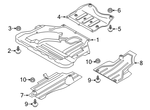 2016 Lincoln MKC Pillars, Rocker & Floor - Splash Shields Diagram