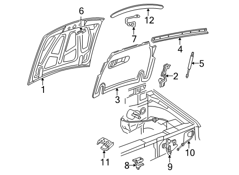 2004 Ford Explorer Sport Trac Hood & Components Diagram
