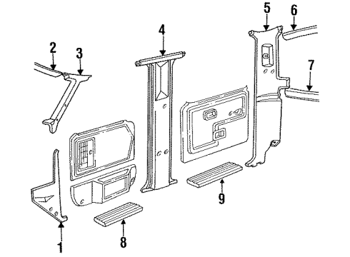 1996 Ford F-250 Pillar Trim, Passenger Side Diagram for F4TZ3524346AAK
