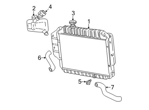 1993 Ford E-250 Econoline Radiator & Components Diagram