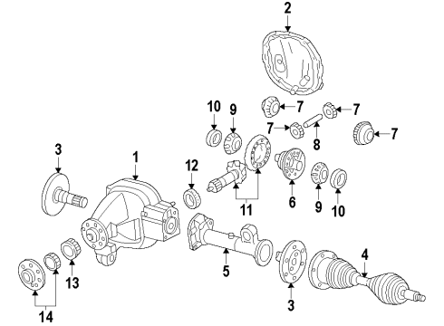 2013 Ford F-150 Front Axle, Axle Shafts & Joints, Differential, Drive Axles, Locking Hub, Propeller Shaft Diagram