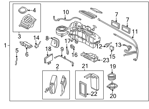 2005 Ford Expedition A/C Evaporator & Heater Components Diagram