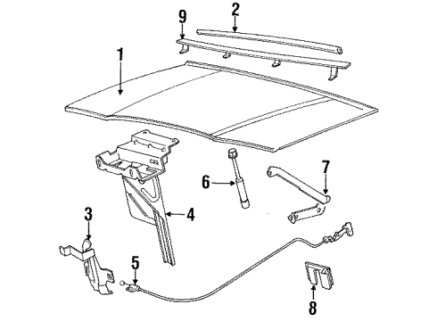 1991 Lincoln Town Car Hinge, Driver Side Diagram for FOVY-16797-A