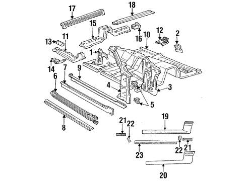 1993 Ford Mustang Molding Retainer Diagram for E7ZZ-6110182-A