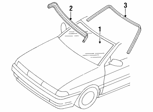 1994 Mercury Tracer Glass Panel Diagram for F4CZ-5803100-A