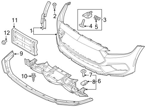 2024 Ford Mustang Bumper Cover, Front Diagram for PR3Z-17D957-ABPTM
