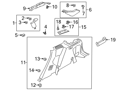 2021 Lincoln Corsair Interior Trim - Quarter Panels Diagram