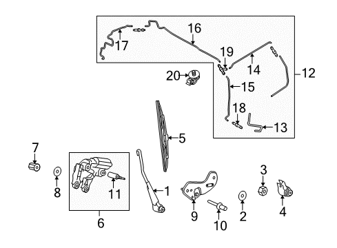 2012 Ford Transit Connect Back Door - Wiper & Washer Components Diagram