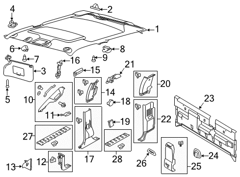 2014 Ford F-250 Super Duty Sunvisor, Steel Gray, Passenger Side Diagram for BC3Z-2504104-BB