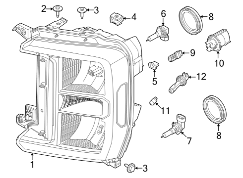 2023 Ford F-250 Super Duty Headlamp Components Diagram
