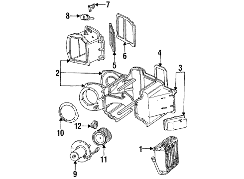 1993 Ford F-250 A/C Evaporator Components Diagram