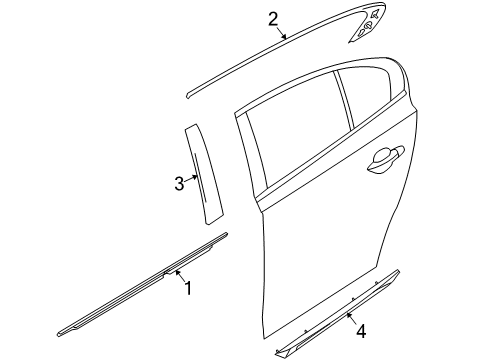 2014 Lincoln MKS Exterior Trim - Rear Door Diagram