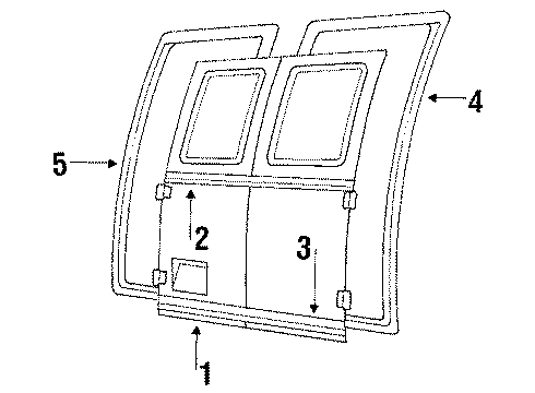 1985 Ford E-250 Econoline Club Wagon Weatherstrip, Driver Side Diagram for E9UZ1543723A