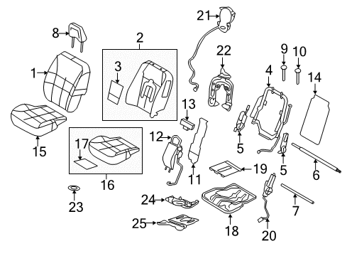 2012 Lincoln MKX Front Seat Components Diagram