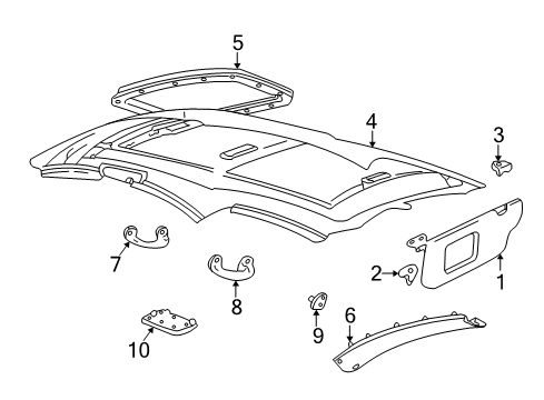 2000 Mercury Sable Interior Trim - Roof Diagram