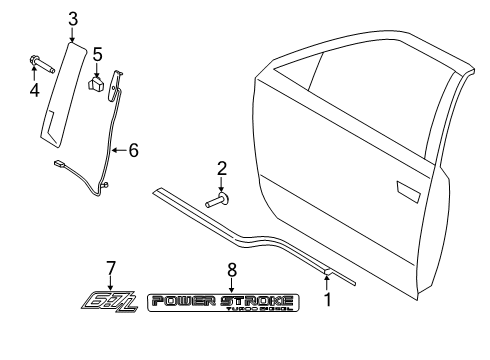 2018 Ford F-250 Super Duty Exterior Trim - Front Door Diagram