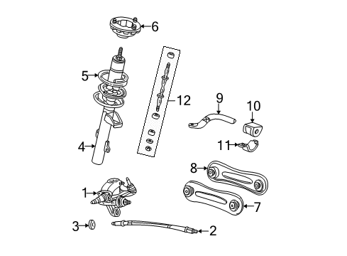 2000 Mercury Sable Rear Suspension Components, Stabilizer Bar Diagram