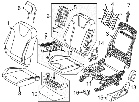 2015 Ford Focus Passenger Seat Components Diagram