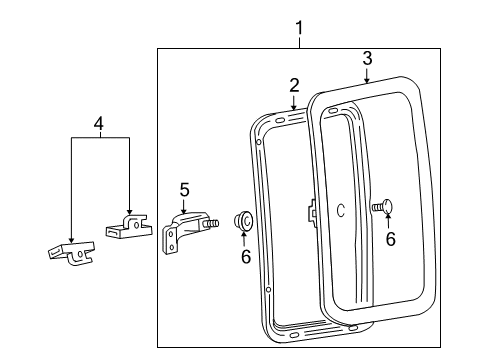 2009 Ford F-250 Super Duty Rear Door - Glass & Hardware Diagram