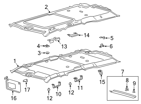 2021 Lincoln Navigator Sunvisor, Red, Driver Side Diagram for JL7Z-7804105-JA