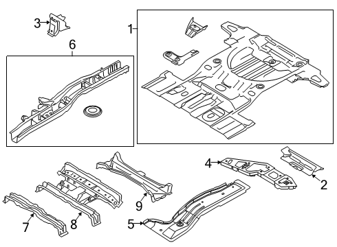2012 Lincoln MKX Rear Floor & Rails Diagram