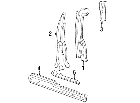 1999 Ford Windstar Center Pillar Reinforcement, Driver Side Diagram for 3F2Z-1724321-AA