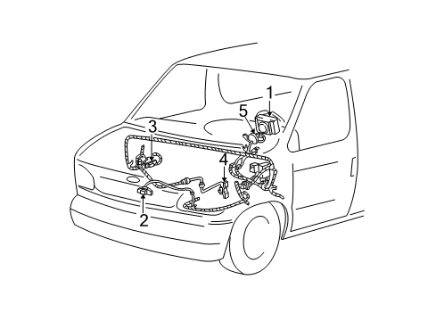 2001 Ford E-150 Econoline Club Wagon Air Bag Components Diagram