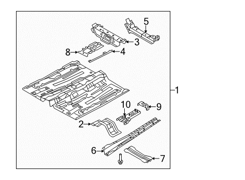 2019 Ford Fiesta Pillars, Rocker & Floor - Floor & Rails Diagram