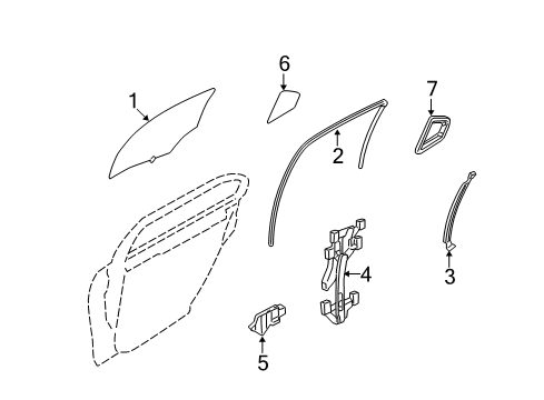 2011 Ford Fusion Rear Door - Glass & Hardware Diagram