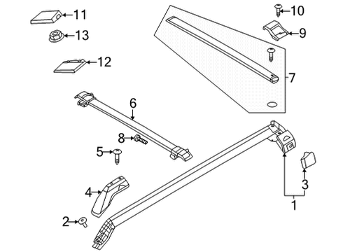 2021 Ford Bronco Exterior Trim - Roof Diagram