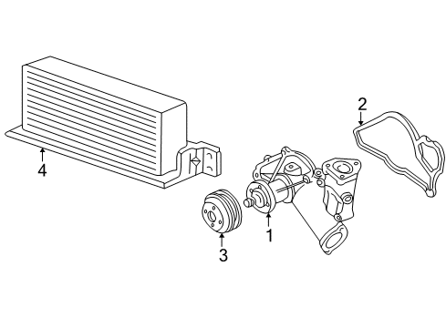 1995 Ford E-350 Econoline Club Wagon Water Pump, Trans Oil Cooler Diagram
