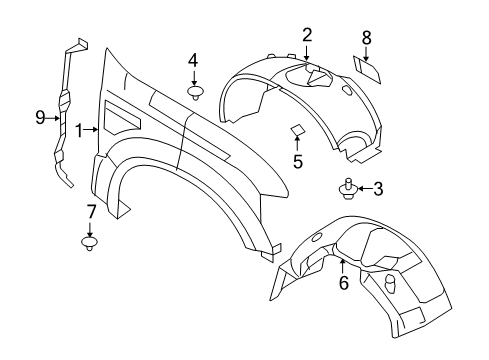 2009 Ford F-250 Super Duty Fender & Components Diagram