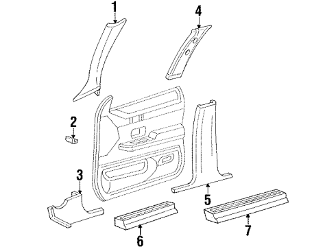 1995 Mercury Grand Marquis Center Pillar Trim, Driver Side Diagram for F5AZ5424347BBT
