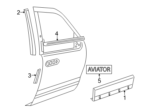 2004 Lincoln Aviator Body Side Molding, Outer Driver Side Diagram for 2C5Z-7820879-CAPTM