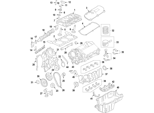 2008 Ford F-150 Engine Parts, Mounts, Cylinder Head & Valves, Camshaft & Timing, Oil Pan, Oil Pump, Balance Shafts, Crankshaft & Bearings, Pistons, Rings & Bearings Diagram