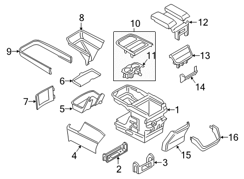 2018 Lincoln Navigator Front Console, Rear Console Diagram 4 - Thumbnail