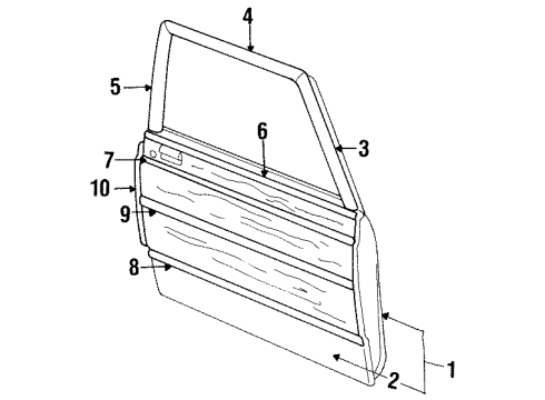 1986 Mercury Marquis Door & Components, Exterior Trim, Body Diagram 3 - Thumbnail