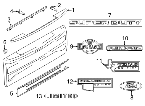 2018 Ford F-350 Super Duty Exterior Trim - Tail Gate Diagram
