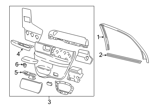 2000 Mercury Sable Interior Trim - Rear Door Diagram