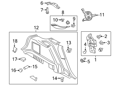 2020 Lincoln Nautilus Upper Pillar Trim, Rear Diagram for FA1Z-5852019-AB