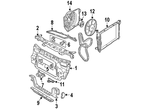 1993 Mercury Sable Radiator & Components, Radiator Support, Cooling Fan, Belts & Pulleys Diagram