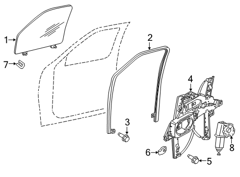 2012 Lincoln Navigator Front Door - Glass & Hardware Diagram