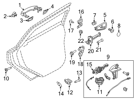 2015 Ford Focus Rear Door - Lock & Hardware Diagram