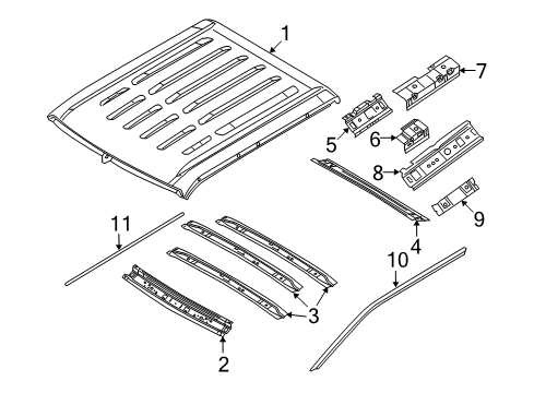 2009 Ford F-250 Super Duty Roof & Components Diagram
