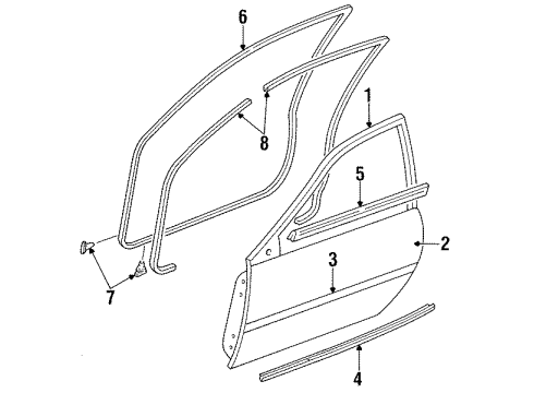 1994 Ford Aspire Window Regulator, Passenger Side Diagram for F4BZ5823200A